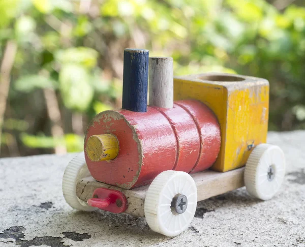 Children toy train made of wood — Stock Photo, Image