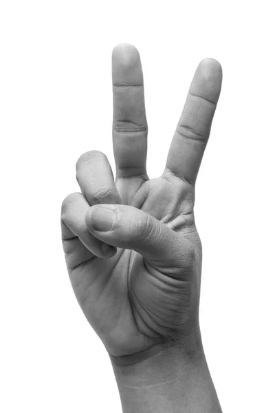 Hand mit zwei Fingern auf weißem Hintergrund — Stockfoto