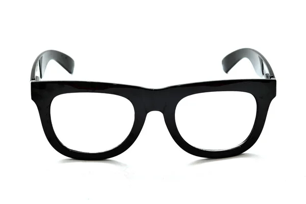 Black retro nerd glasses on white background — Stock Photo, Image