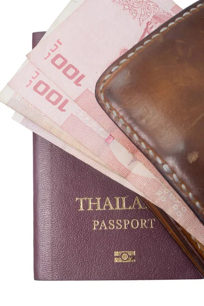 Passeport avec argent Thaïlande — Photo