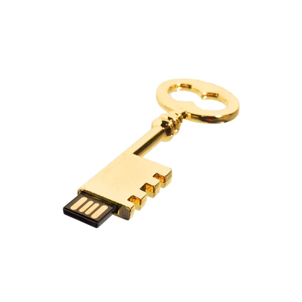 Almacenamiento de datos USB clave aislado en fondo blanco — Foto de Stock