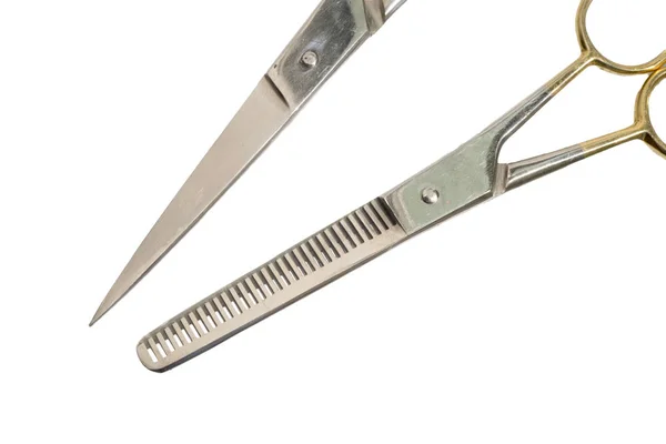 Парикмахерские ножницы на белом фоне — стоковое фото