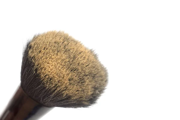 Make up powder and a brush on white background — Stock Photo, Image