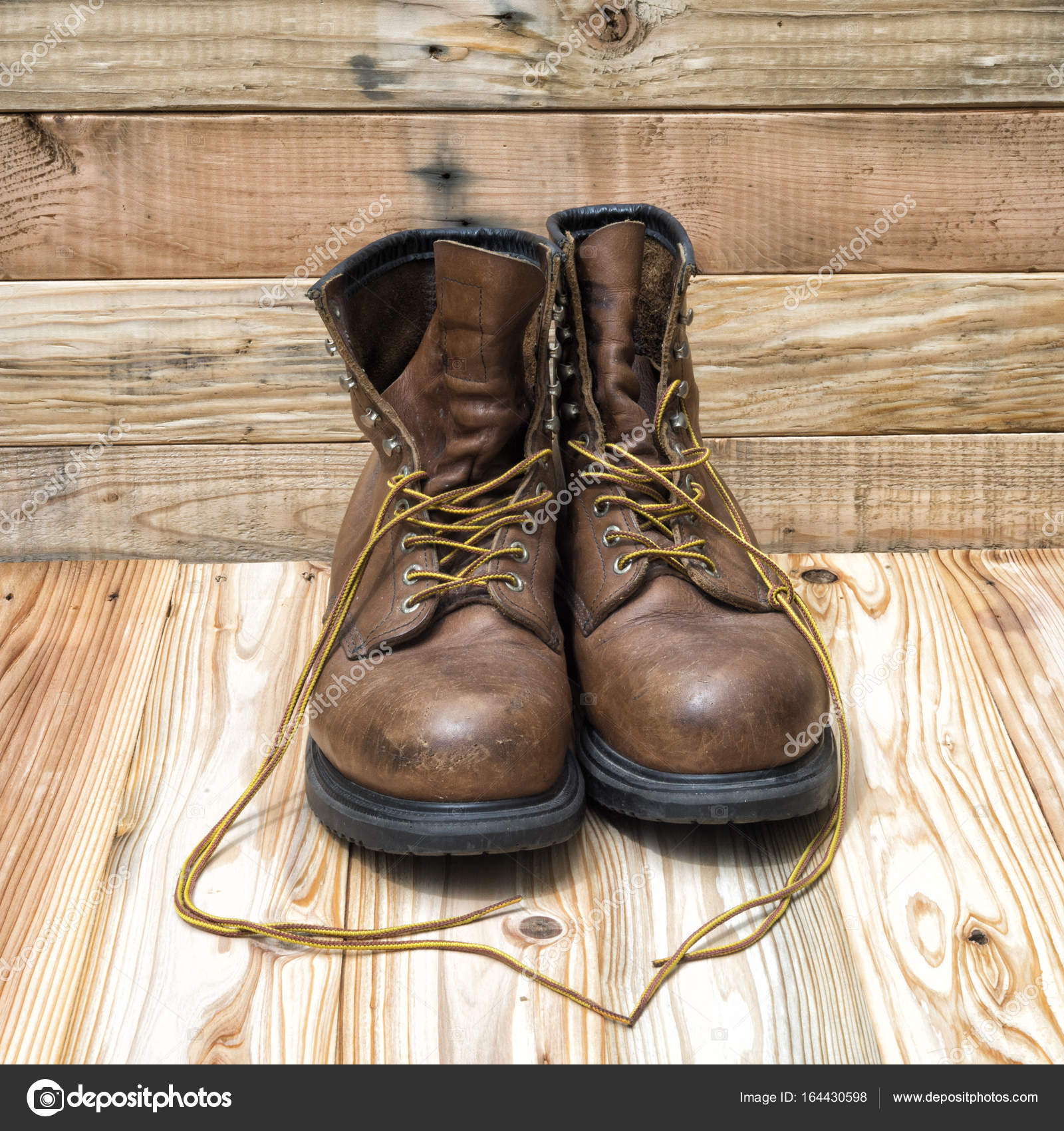 worn work boots