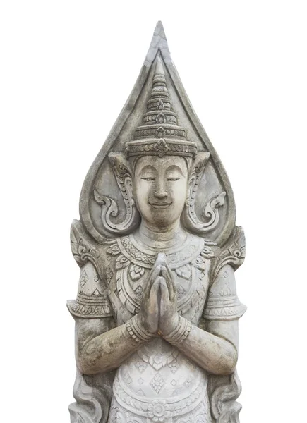 Thai Angel estátua isolada no fundo branco  . — Fotografia de Stock