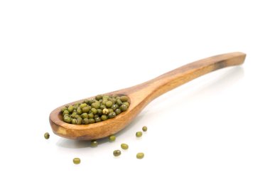 Beyaz bitti izole Kepçe yeşil fasulye