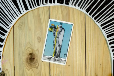 Deck of Tarot cards ; THE HERMIT . clipart