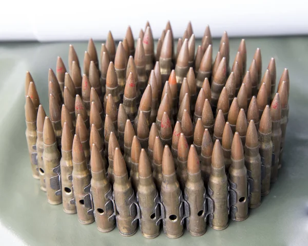 Närbild Machine Gun Bullet Kedja — Stockfoto