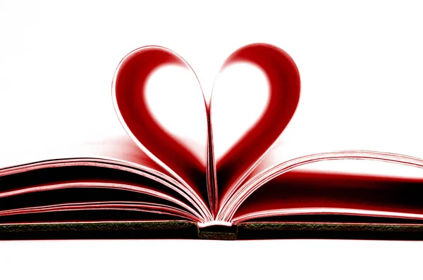 Close Red Heart Shape Paper Book White Background — Stock Photo, Image