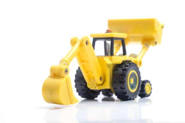 Tractor Con Retroexcavadora Cargador Juguete Aislado Bacground Blanco Desarrollo Infantil —  Fotos de Stock