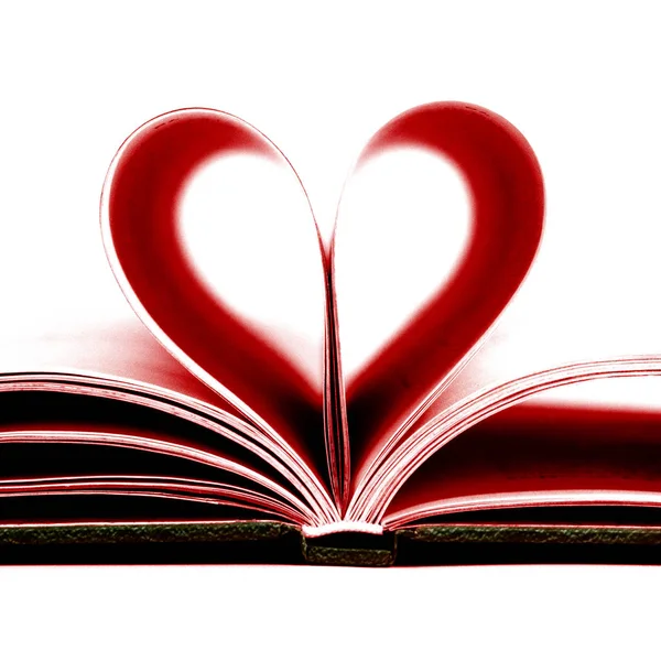 Εσωτερικη Κόκκινη Καρδιά Σχήμα Από Βιβλίο Χαρτί Λευκό Φόντο — Φωτογραφία Αρχείου