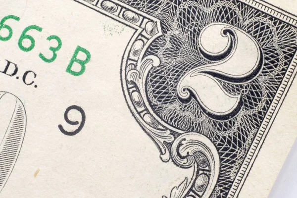 Λεπτομέρειες Σχετικά Δύο Δολάριο Τραπεζογραμματίων — Φωτογραφία Αρχείου