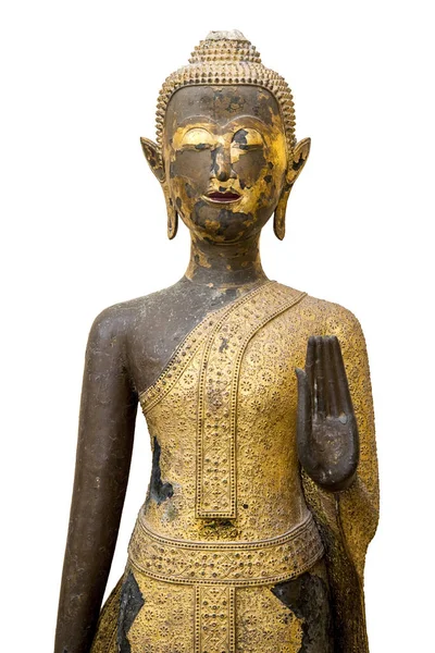 Buddhastaty Trä Och Täckt Med Lack Och Guld Blad Byggt — Stockfoto
