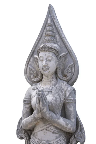 Тайский Ангел Статуя Изолированы Белом Фоне — стоковое фото