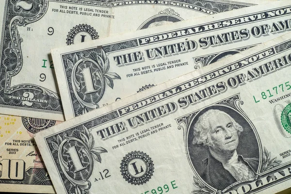 Pengar Amerikanska Dollar Olika Värde Ovanifrån Affärsidé Med Finansiering För — Stockfoto