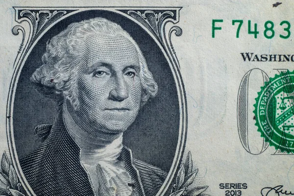 Makro Banknotem Dolarowym Portret George Washingtona Pieniądze Stanów Zjednoczonych Usd — Zdjęcie stockowe