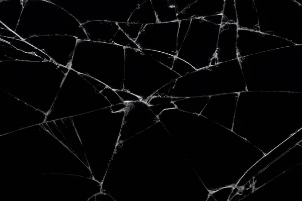 Gebroken Zwart Glas Met Witte Lijnen Zwart Glas — Stockfoto