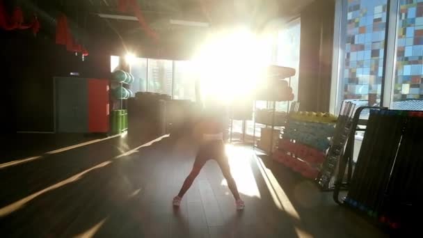 Young woman doing fitness.Young woman with in the gym — 비디오