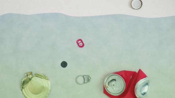 Stop motion. Sea heavily polluted by household waste. dangerous for fish — Stock Video