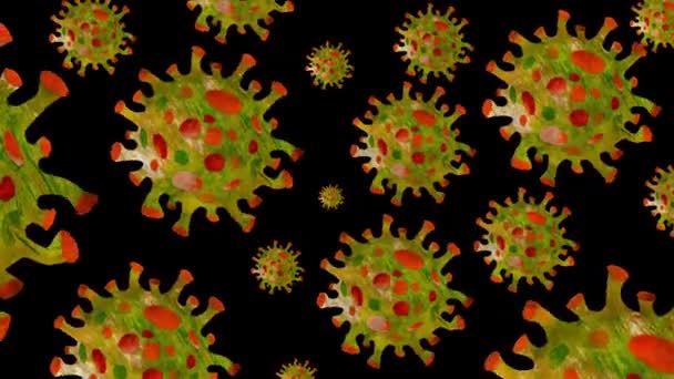 Renderización de animación, coronavirus multicolor 2019-nCoV COVID-19 . — Vídeo de stock