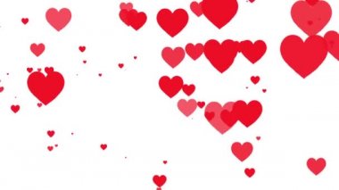 Döngüsel animasyon, beyaz arka plandaki kalp simgeleri gibi pembeleşir..