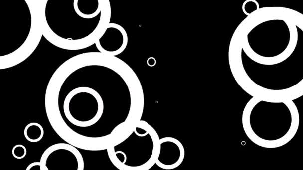 Animering av genererade vita cirklar på en svart bakgrund rörelse grafik — Stockvideo