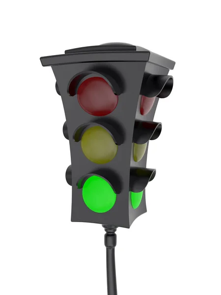 Trafik ışığı ile parlak bir yeşil ışık — Stok fotoğraf