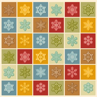 Kar tanesi Icon set. Vintage anahat sürüm gölgeler