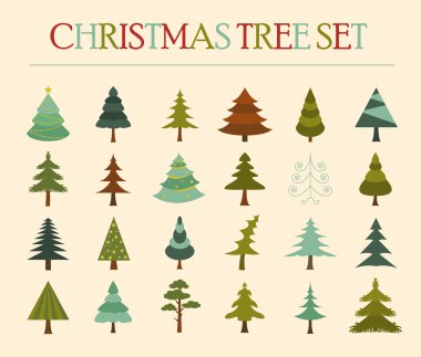 Noel ağacı Icon set. Düz tasarım
