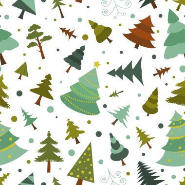 Noel ağacı seamless modeli. Düz tasarım. Renkli sürüm