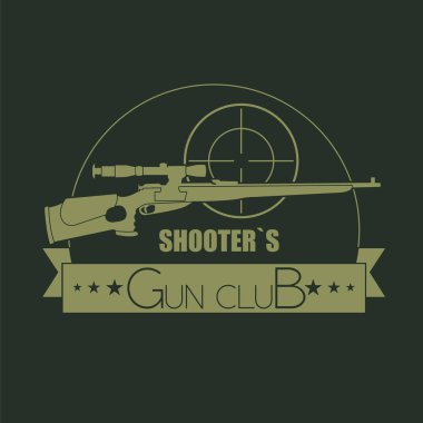 Ateşli silah logo şablonu. Silah, tüfek rozeti. Düz tasarım