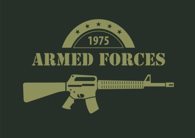 Ateşli silah logo şablonu. Silah, tüfek rozeti. Düz tasarım