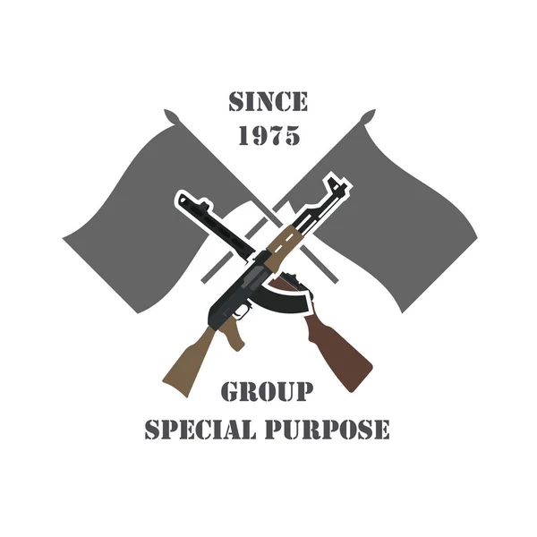 Plantilla de logotipo de arma de fuego. Armas, insignia de rifles. Diseño plano — Vector de stock