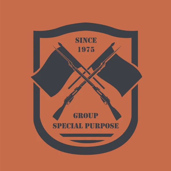Plantilla de logotipo de arma de fuego. Armas, insignia de rifles. Diseño plano — Vector de stock