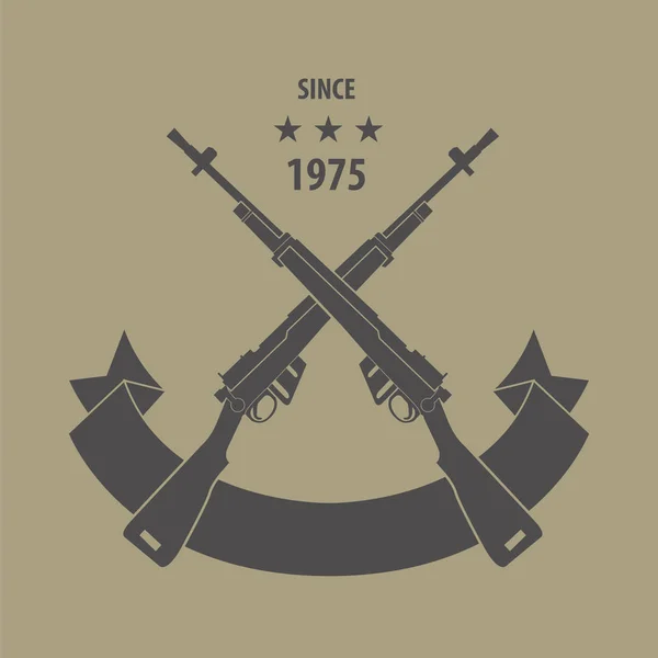 Plantilla de logotipo de arma de fuego. Armas, insignia de rifles. Diseño plano — Vector de stock