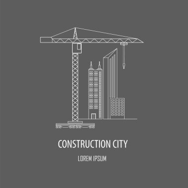 Vinç ve kaldırma logosu makine ve şablon anahat basit rozet