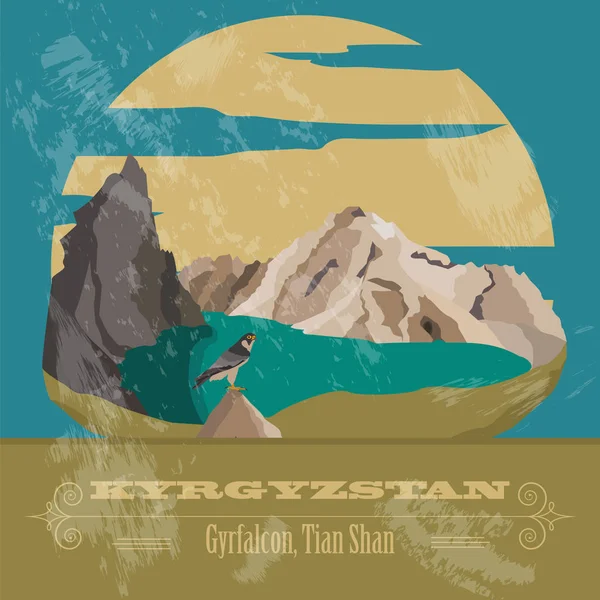 Kyrgyzstán. Obraz v retro stylu — Stockový vektor