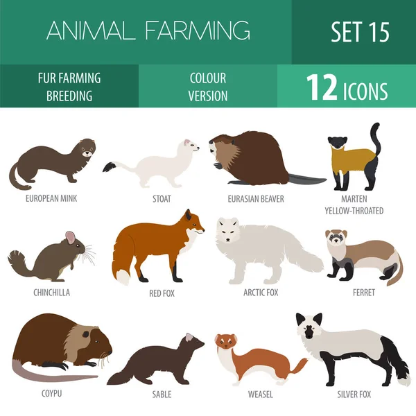 Fur farming. Flat design — Stock Vector