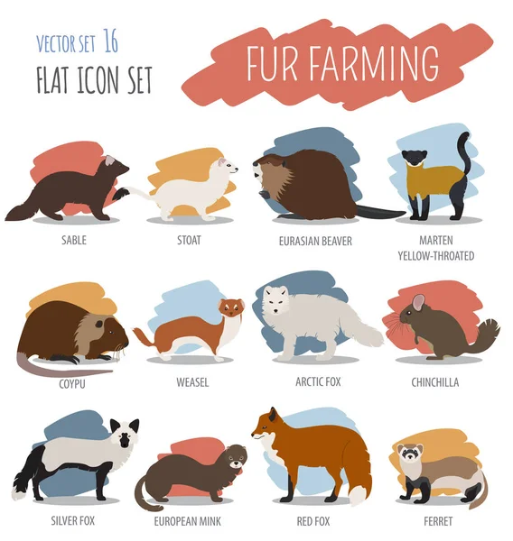 Fur farming. Flat design — Stock Vector