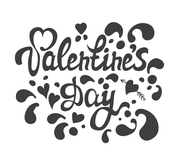 Glücklicher Valentinstag handgezeichneter Schriftzug. ich liebe dich kalligrap — Stockvektor