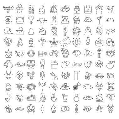 Sevgililer günü Icon set. W izole romantik tasarım öğeleri