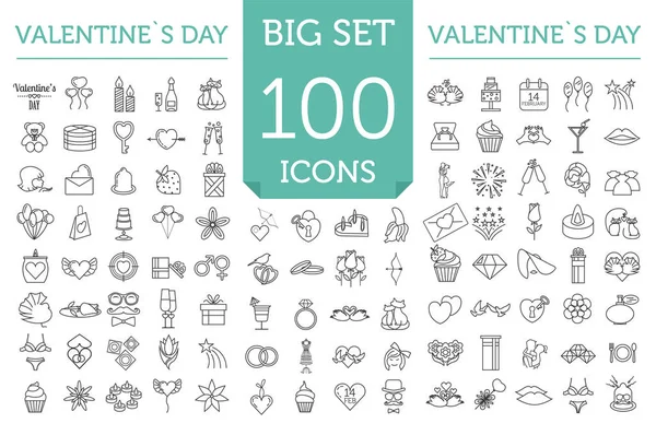 Valentine`s day icon set. Romantic design elements isolated on w — Stock Vector