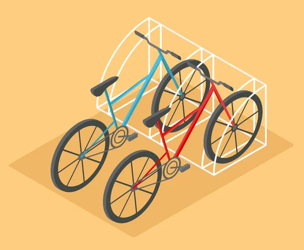 Appartement 3d isométrique vélo pour la carte de la ville transport constructo — Image vectorielle