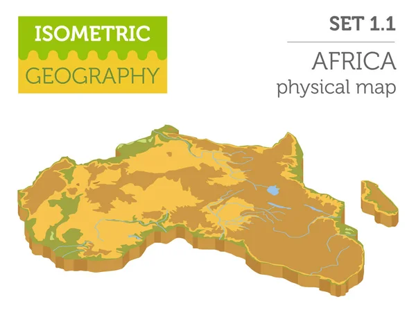 平らな 3 d アイソ メトリック アフリカ地図コンス トラクターの要素 wh に分離 — ストックベクタ