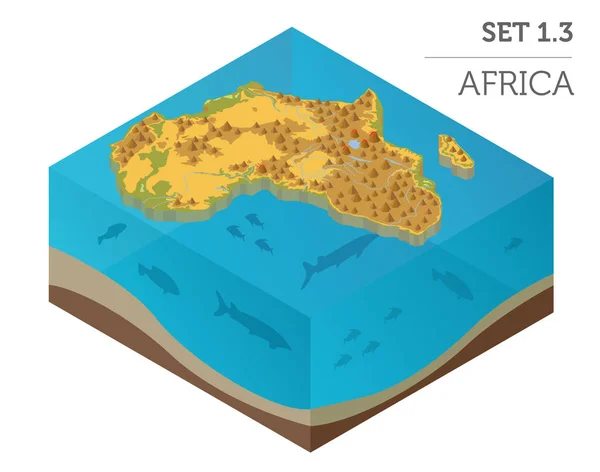 Platt 3d isometrisk Afrika karta konstruktören isolerade beståndsdelar på wh — Stock vektor