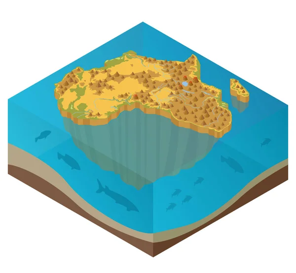 Plano 3d isométrico África mapa constructor elementos aislados en wh — Vector de stock