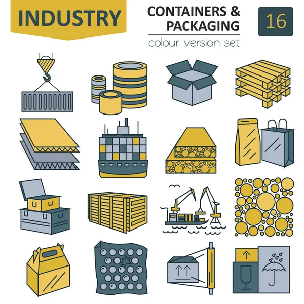 Containers and packaging icon set. Thin line design isolated on