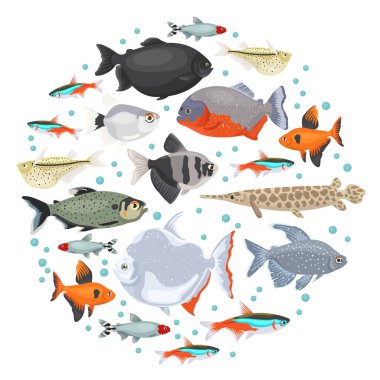 Düz stil izole o tatlı su akvaryum balık doğurmak Icon set
