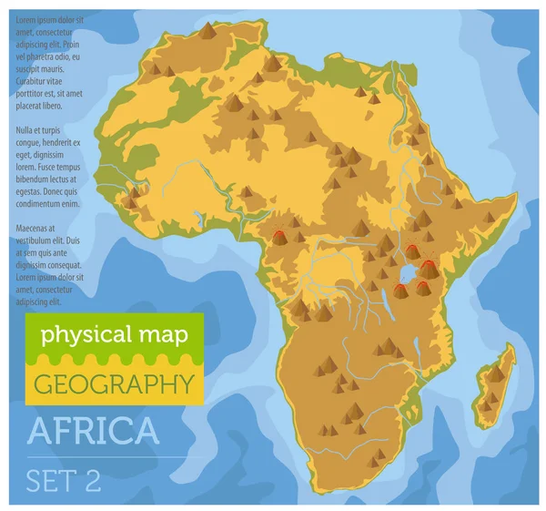 Düz Afrika fiziksel harita Oluşturucu öğeleri üzerinde su Surf