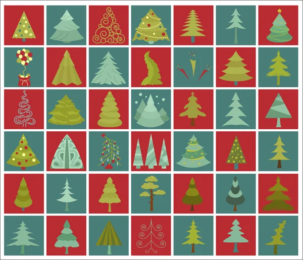 Kerstboom pictogramserie. Vlakke geïsoleerde ontwerp. Nieuwjaar winter c — Stockvector